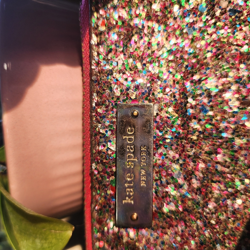 Kate Spade Pink and Red Wallet with Glitter Accents